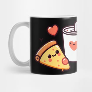 Cute Kawaii Pizza and Cola with Hearts | Pizza Party | Pizza Slice and Chill Mug